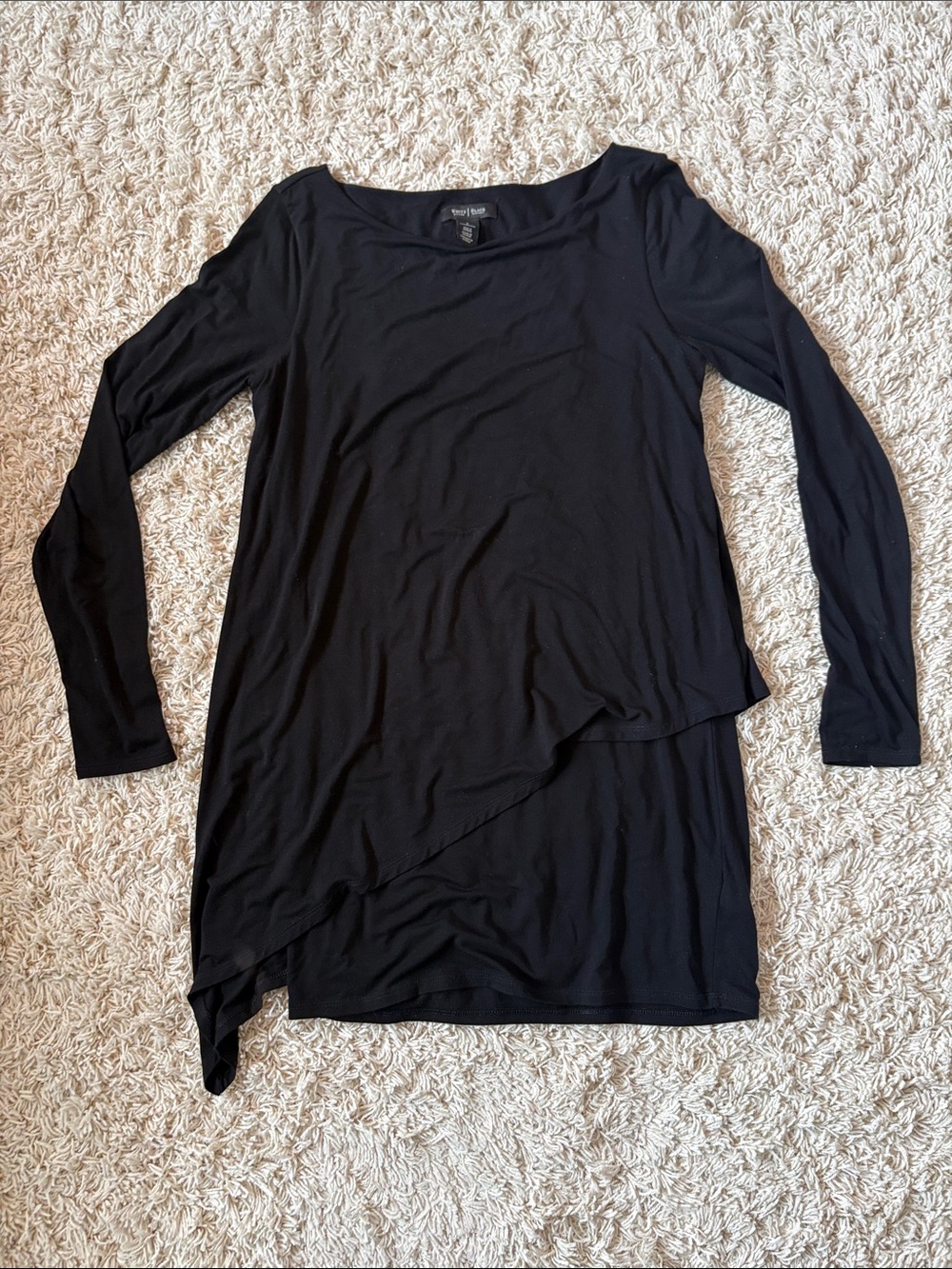 WHBM Black Asymmetric Long-Sleeve Tunic